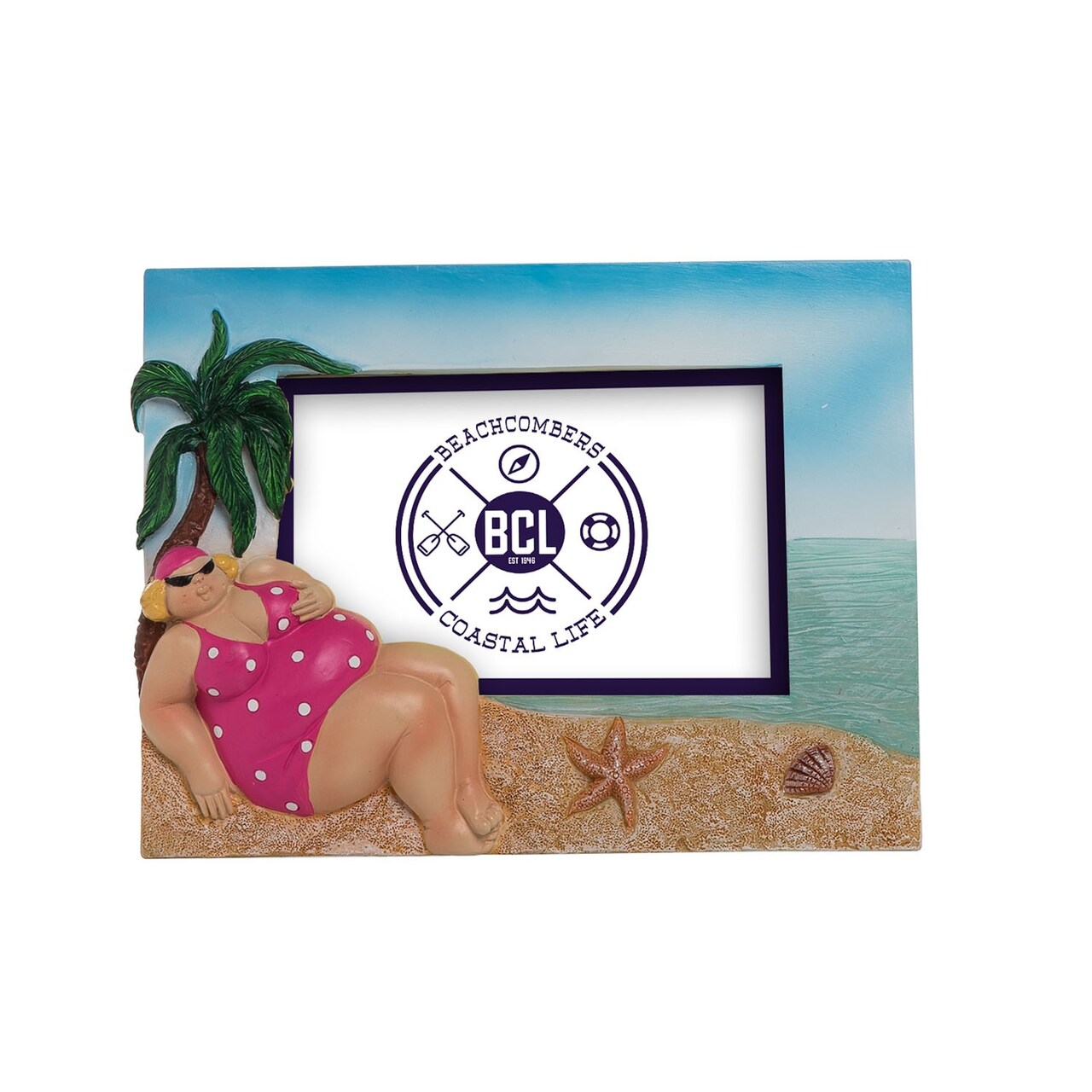 4 x 6 Janet On The Beach Picture Frame Resin Home Decor Tropical Beach Coastal Palm Tree 8.46 x 1.38 x 6.5